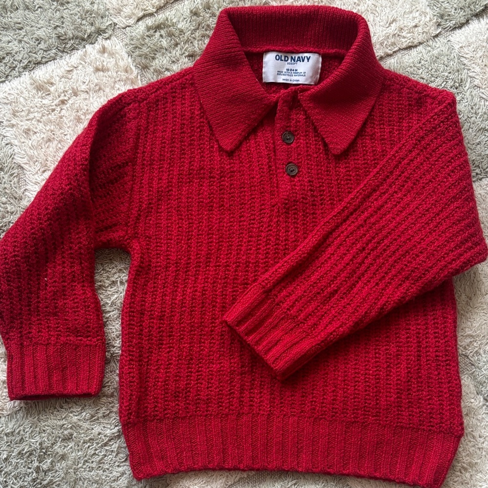 Old Navy Cherry Red Textured Sweater